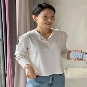 MADE 세미크롭 아일렛 버튼 티셔츠 (4 color)