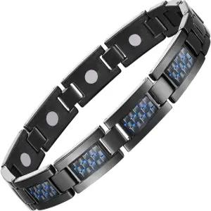 남성용 페라코 마그네틱 팔찌 독특한 블루 카본 섬유와 3500 가우스 강력 자석 사이즈 조절 도구로 가능