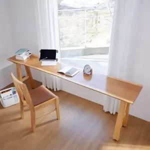 해찬솔 우드슬랩 북미산오크 통원목 창가 폭좁은 다용도 원목테이블 2400