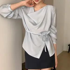 [코코블랑] 카울넥 드레이프 블라우스