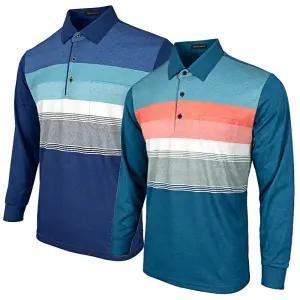 봄 가을 남성 카라티 TMS153-4 긴팔 스트라이프 골프웨어 데일리 티셔츠