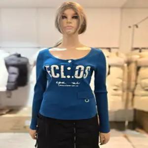 [에고이스트] 배색 프린팅 포인트 U넥 슬림 티셔츠  ER2CL-363