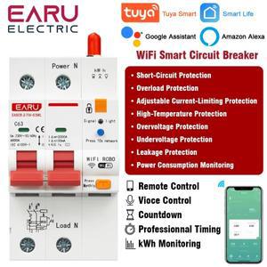 투야 와이파이 스마트 RS485 계량 누전 차단기 MCB RCBO AC230V 원격 제어 보호 기능 포함