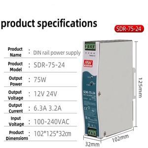 호환 Mean Well SDR-120-24 DIN 레일 스위칭 전원 공급 장치(12V/24V/48V 출력  5A/10A/20A 전류75W/240W/4