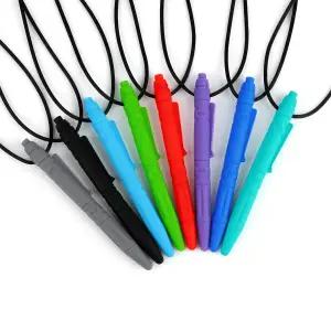 실리콘 펜던트 구강 운동 보조제 씹는 목걸이 자폐 을 위한 츄이 감각 티더 장난감 8팩