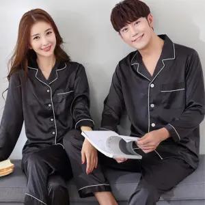 고급 실크 파자마세트 남자 여자 커플 잠옷 홈웨어