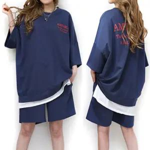 189아메리카반팔상하세트여성빅사이즈 레이어드 여자반바지큰사이즈 트레이닝복 츄리닝복 국내제작새로본