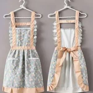 멜빵 주방 앞치마 플레어 요리 여성 멜빵 원피스 앞치마 린넨