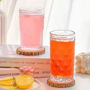 맥주 잔 디자인 생맥주 홈카페 유리 컵 빈티지 가정용 무늬 커피잔 고블렛 손님용 디저트 파티 투명