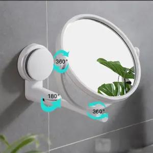 걸이형 벽걸이 거울 화장테이블 원형 회전 각도 조절 샤워바 확대 벽부착 무타공