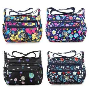 꽃무늬 나일론 경량 여성 크로스백 다수 수납공간 여행 외출 데일리 숄더백