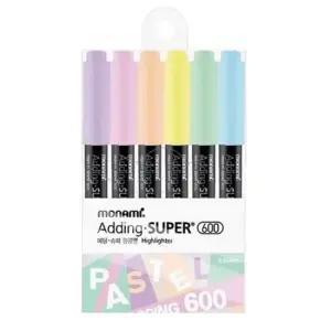 5색형광펜 모나미 에딩 슈퍼 600 형광펜 파스텔 6색 세트