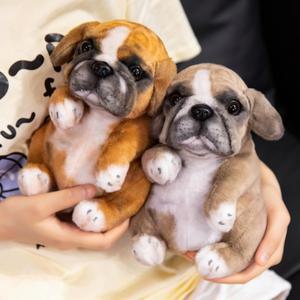 핫세일 실물같은 앉아있는 푸들 퍼그 강아지 봉제인형 귀여운 솜털 플러시 애완동물 방 꾸미기 어린이 생일