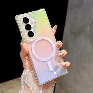 오로라 그라데이션 맥세이프 아크릴 PC 케이스 (삼성 갤럭시 Z 폴드 7 6 5 플립7 4 호환) 투명 레이저 컬러