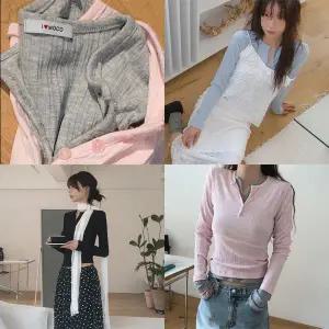 [모코블링]소프트 골지 버튼티 기본티 골지티 버튼티 슬림핏티 레이어드티 봄신상