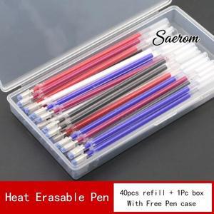40pcs 열 지울 수있는 펜 고온 사라지는 패브릭 마커 리필 보관 상자 공예 재봉 액세서리