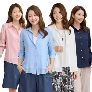 이브바바 여성 여름 쿨 인견 링클 얇은 긴팔 셔츠 블라우스 남방