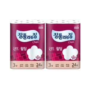 미래생활 잘풀리는집 퀼팅 3겹 광폭 무형광 화장지 (너비107mm) 30m, 24롤, 2팩