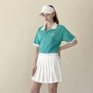 여자 여름 골프 테니스 배색 피케티 카라 티셔츠