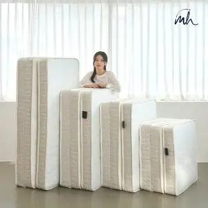 [몽스홈]국내생산 3단 접이식 포켓 독립 스프링 토퍼 바닥 매트리스 13cm MS 아이보리
