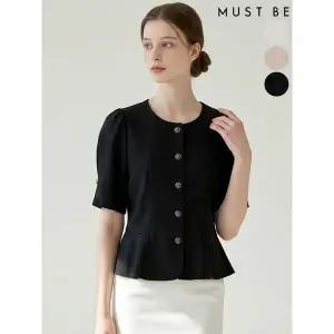 [하프클럽/머스트비]여성 퍼프 반소매 페플럼 린넨 자켓