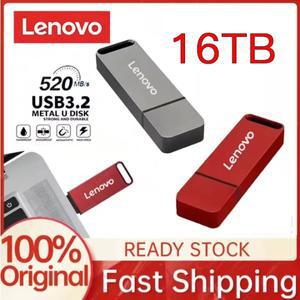 레노버 16TB USB 3.2 플래시 드라이브 고속 메탈 OTG 휴대용 SSD 메모리 휴대폰 노트북 PC용