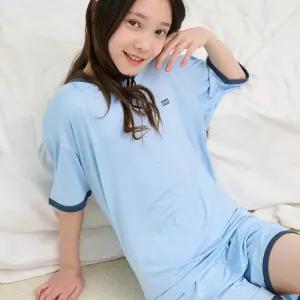 마밤 쿨 아동 주니어 잠옷 파자마 초등 학생 내의 실내복 링거셋업 5부 위스피블루