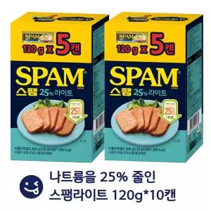 스팸 라이트 120g, 10개. 스팸햄 통조림햄 밥반찬 도시락반찬 햄캔