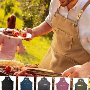 작업용 앞치마 두꺼운 워크 빈티지 캔버스 앞치마 카페 요리 목공 캠핑