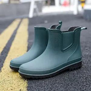 남성 숏 부츠 베이직 워터 장화 남성 부츠 방수 작업화 미끄럼 주방화 방지 발목 농업 신발 고무