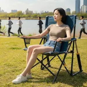 GCI 캠핑의자 아웃도어 킥백로커 접이식 락킹 불멍 야외 대형 로우 체어 네이비
