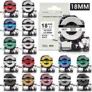 엡손 LW-400 LW-500 LW-700 라벨 메이커용 LK-5WBN 카세트 리본 교체 22 색 18mm SS18KW 테이프 호환
