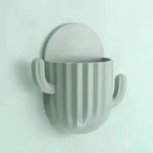 선인장 부착식 벽걸이 수납함 리모컨 거치대 펜꽂이 욕실 칫솔 홀더 정리함