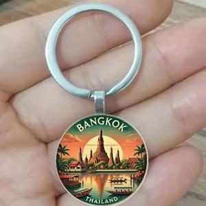 방콕 태국 열쇠고리 - 미니 시티 뷰, 기념품, 슬릿 루프 클로저, 여행, 생일, 기념일 및 홀리에 적합