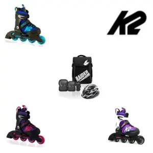 K2 시러스/케이던스 아동인라인 5단계 사이즈조절 가방+보호대+헬멧[풀]