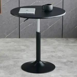 모던 리프트 이동식 테이블 소파 식탁 바퀴달린 원형 60cm 블랙 54-75cm
