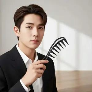 [콩심팥심]남자 와이드 굵은 도끼빗 웨이브 헤어 스타일링 빗 펌 머리 손질
