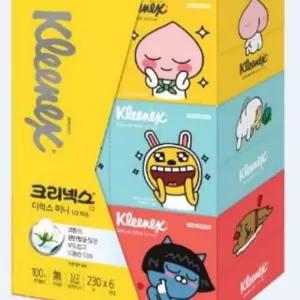 크리넥스 디럭스미니 각티슈 230매X6입곽 휴지 집들이선물 미용 화장지 여행용 뽑아쓰는 상자