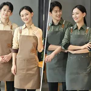 (색상선택1:방수-네이비 | 색상선택2:방수-네이비)경량 방수 바리스타 앞치마 2개 까페 공방 목공 쉐프 카