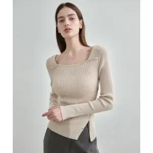 매장정품 몽돌 MONGDOL 스퀘어넥 레이어드 사선 버튼 골지 니트 탑 MDKT123_6 Colors MDKT123 171009