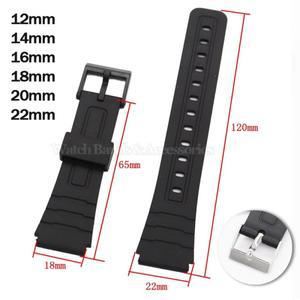 12mm 실리콘 시계 스트랩 카시오 방수 고무 손목 밴드 교체 남성 여성 팔찌