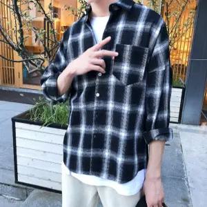 남자 셔츠 체크 남방 봄 레이어드 커플룩
