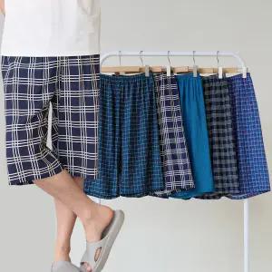 이브바바 남성 여름 쿨 인견 체크 7부 파자마 홈웨어 잠옷 반바지