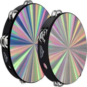 이스트락 래디언트 탬버린 핸드헬드 드럼 8/10인치 이중 줄 징글 반사 악기 2팩