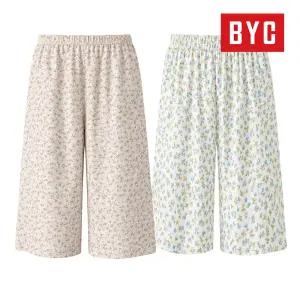 BYC 여성 포포면 플라워 파자마 7부 파자마 하의  잠옷 1매입 3046
