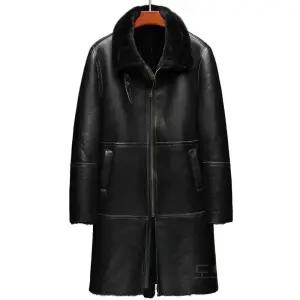 남성가죽롱코트 양 퍼 자켓 겨울 무스탕 캐주얼 아우터