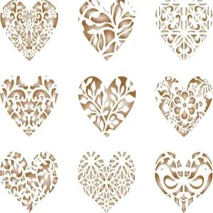 벽용 스텐실 하트 커피 세트 9가지 디자인 카푸치노 라떼 컵케이크 케이크 쿠키 스크랩북 장식 바리스타