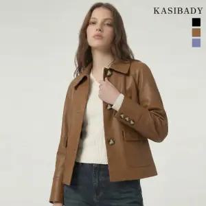 카시바디 프리미엄 양가죽 클래식 카라 세미크롭 자켓 706308