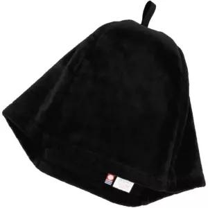 일본 바쿠마츠 남성 사우나 모자 명상 타월 이마바리 수건 캡 검은색  루프 포함 라지