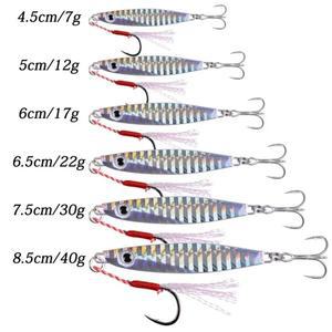 5/8개 금속 지그 낚시 루어 7g-80g 트롤링 하드 베이트 배스 미끼 트레일러 지깅 바닷물